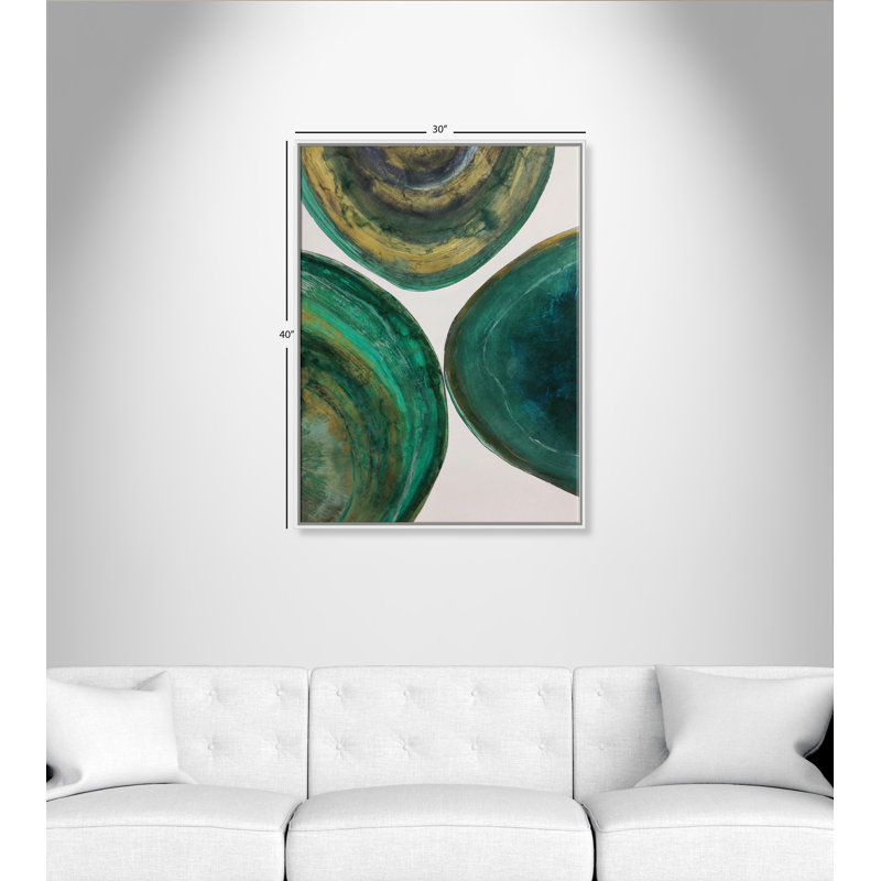 Agates 1, cadre flottant, peinture sur toile, Cadre blanc, H 40 po x l 30 po x P 2 po