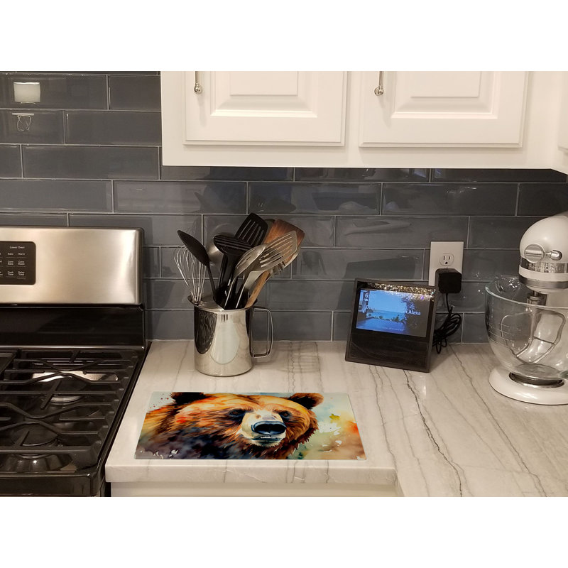 Grizzly Bear Glass Cutting Board Large