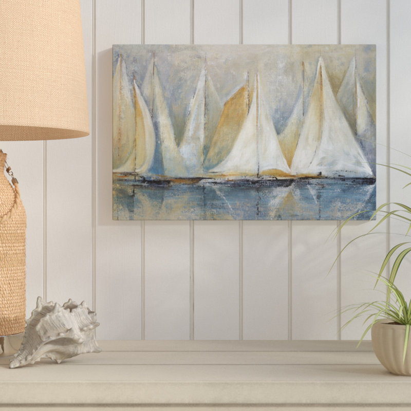 " Sailboats On Water ", 32" H x 48" W, Wrapped Canvas, No Frame