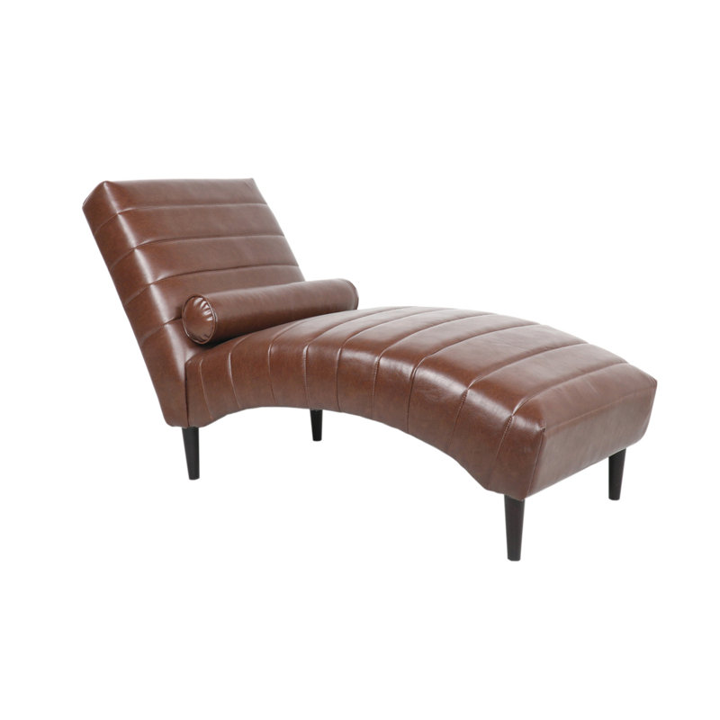 Chaise longue sans accoudoirs en simili cuir Flodie, Similicuir brun