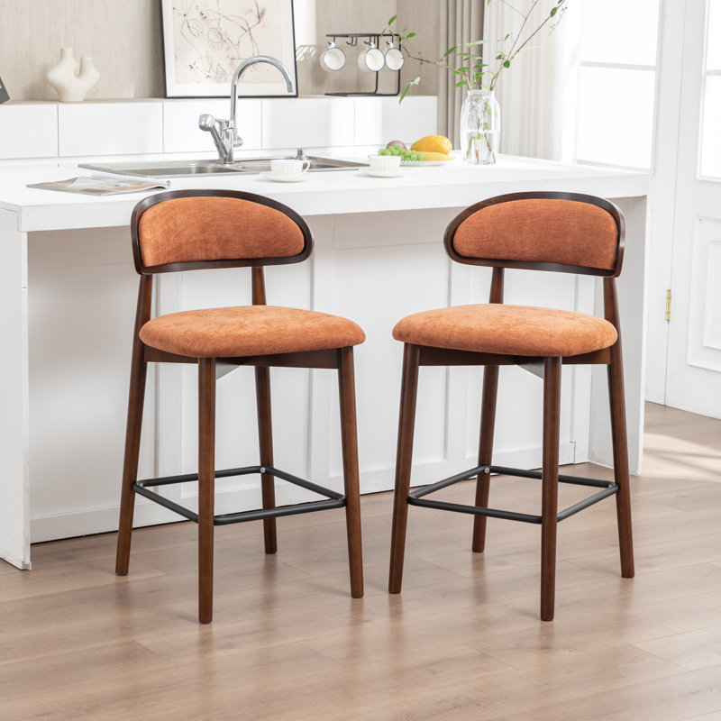Tabouret de comptoir en bois massif, Orange