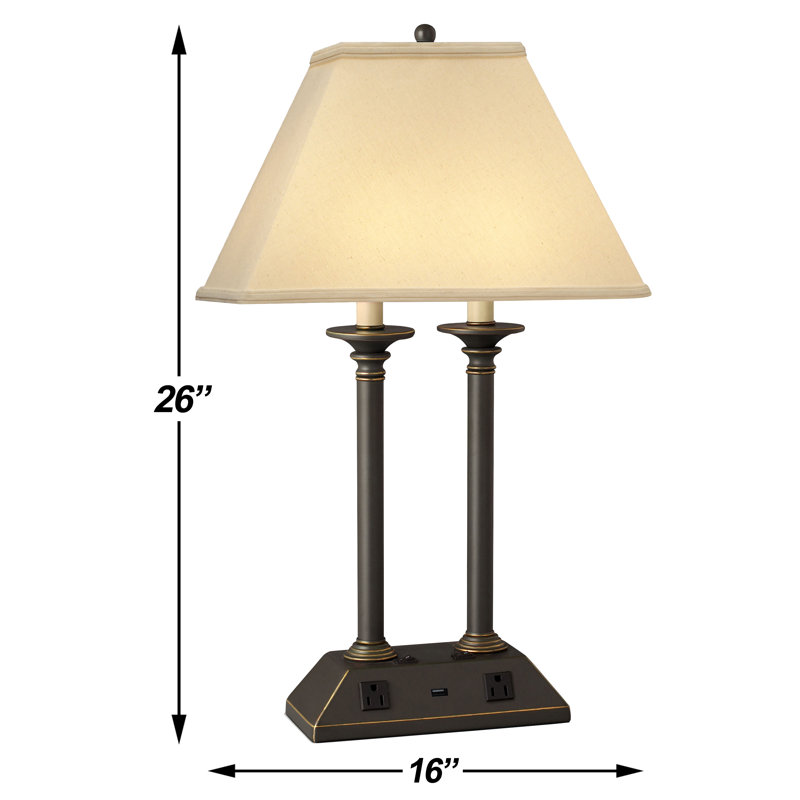 Ensemble de lampes de table en bronze Madison 26 "avec prise USB et prise Traditional