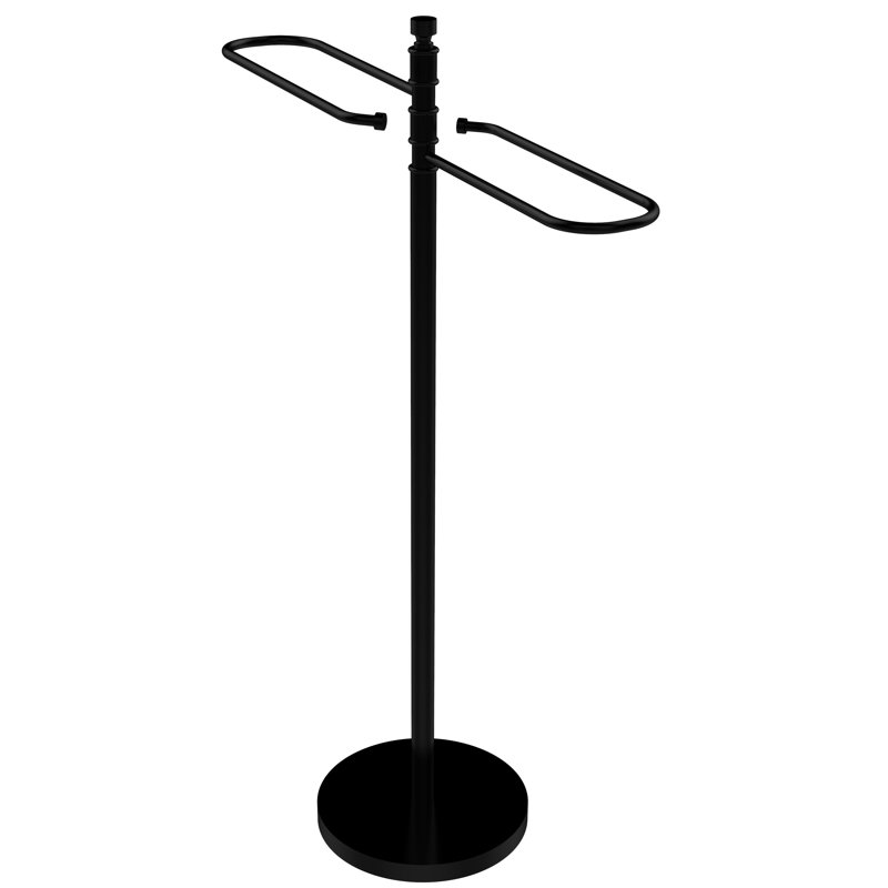 Porte-serviettes sur pied contemporain, Noir mat