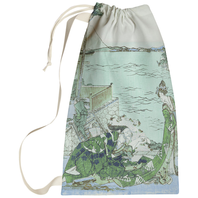 Sac à lessive en poucela japonais, Petit (H 64 po x l 20 po x P 1,5 po), Vert/bleu