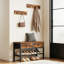 Arbre d'entrée avec banc et rangement pour chaussures, banc d'entrée avec portemanteau, banc de rangement multifonctionnel 4 en 1 pour porte d'entrée, couloir, vestibule, brun rustique et noir