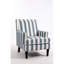 Fauteuil rembourré en lin rayé bleu et blanc, style rétro pour le salon avec garniture cloutée, fauteuil d'appoint confortable à rayures, construction relaxante du fauteuil