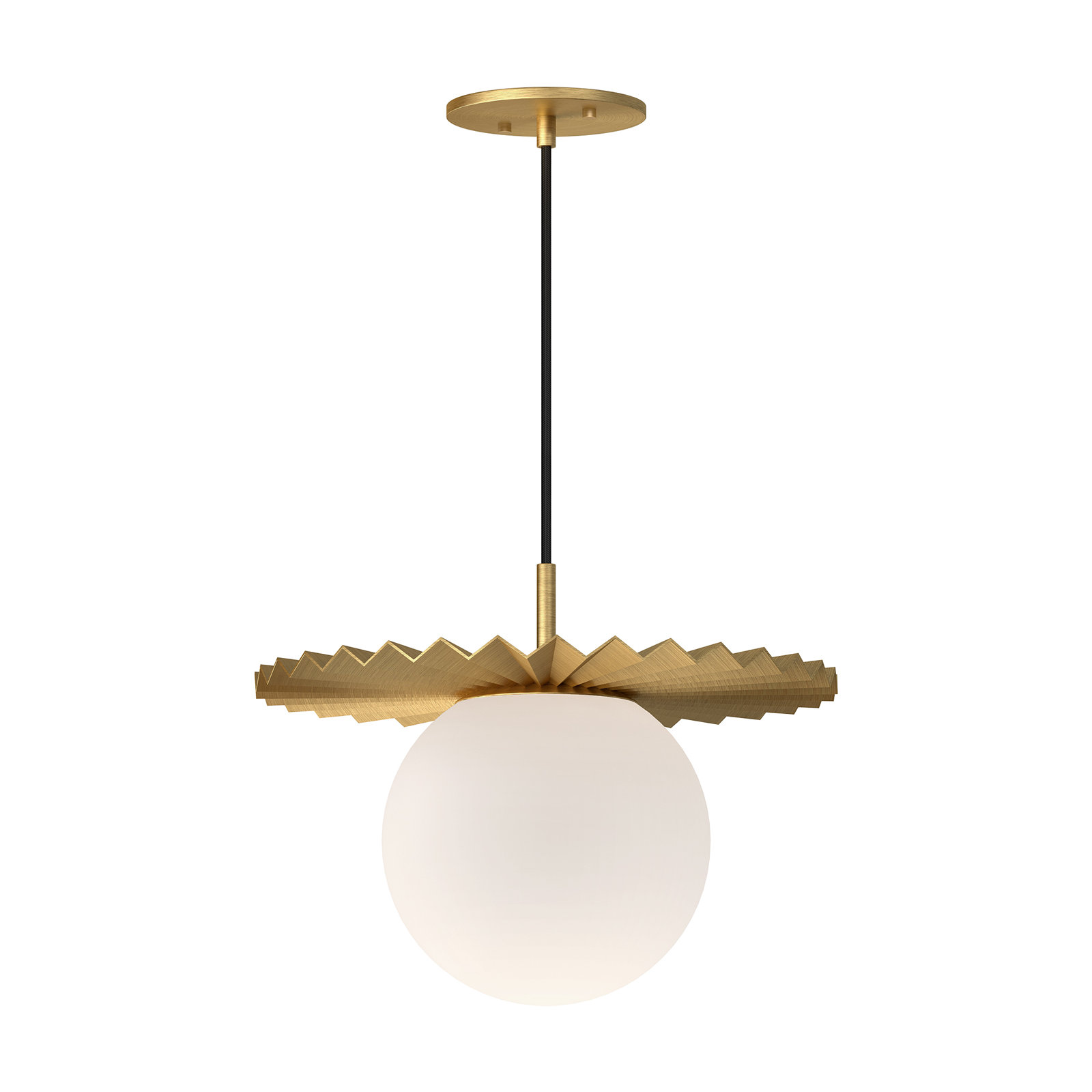 Carletta Single Light Glass Pendant, Brushed Gold/Opal Matte Glass, 11.75" H x 13.88" W x 13.88" D