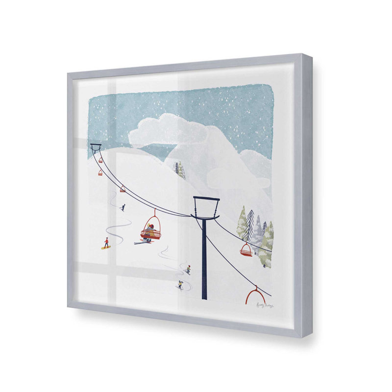 Imprimé hivernal d'hiver, Cadre simple en chrome poli, bois massif, H 13,75 po x l 13,75 po