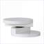 Table basse moderne rotative blanche ultra brillante avec rangement caché, peu encombrante pour le salon