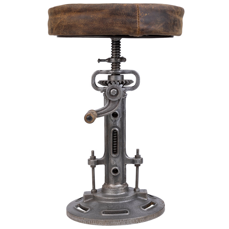 Aaronjit Swivel Upholstered Adjustable Height Counter Stool with Metal Frame