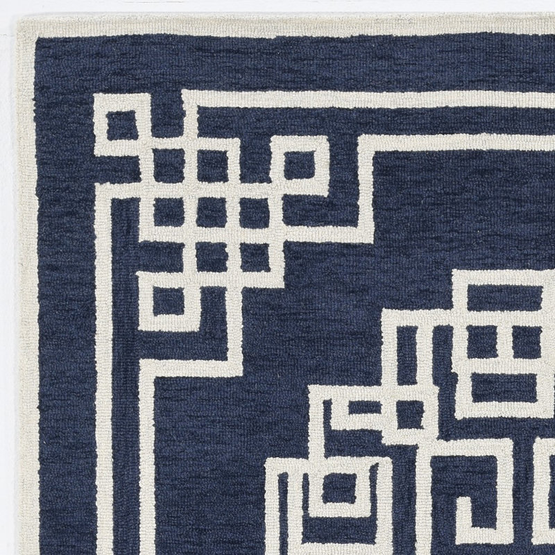 Tapis décoratif bleu marine touffeté à la main 2 pi x 4 pi