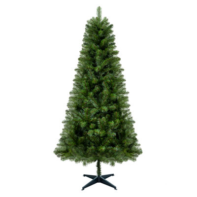 Evergreen 6FT Classic Compact Unlit Christmas Tree with PVC Branch Tips and Stable Plastic Stand