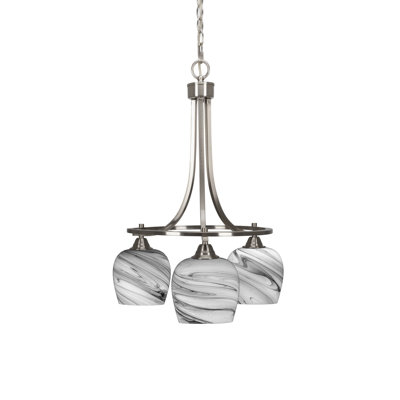 Lustre 3 lumières avec verre tourbillon onyx 6 "Paramount