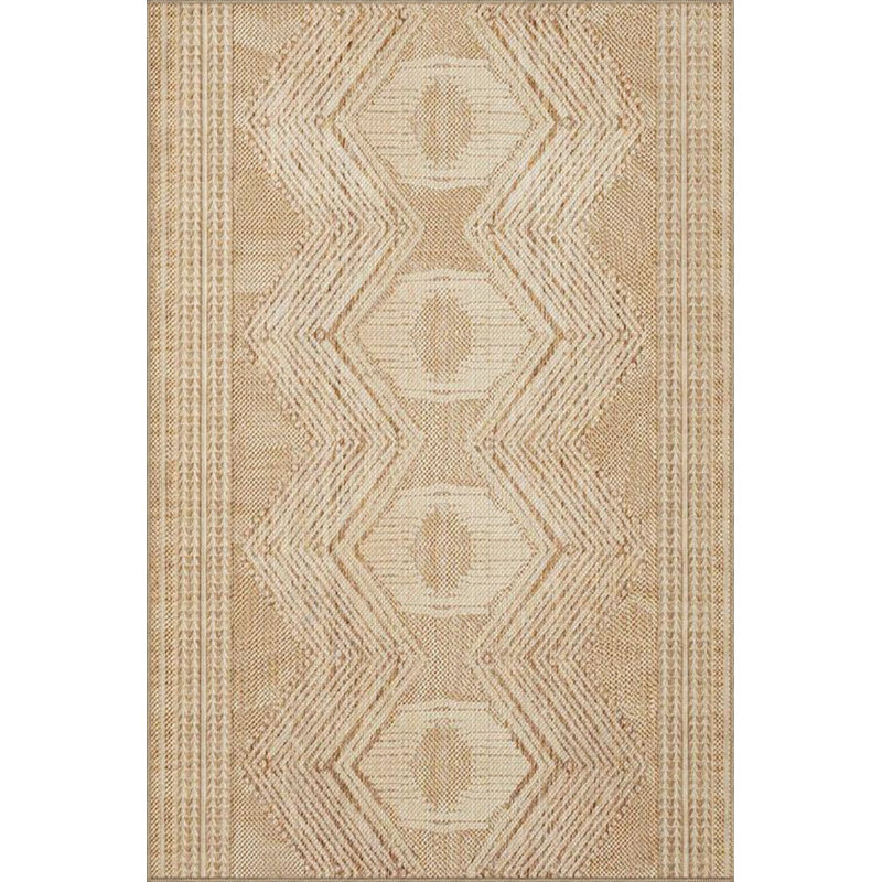 Machine Washable Diamond Patterned Straw Colored Woven Base Rug, Rectangle 3'3" x 4'11"