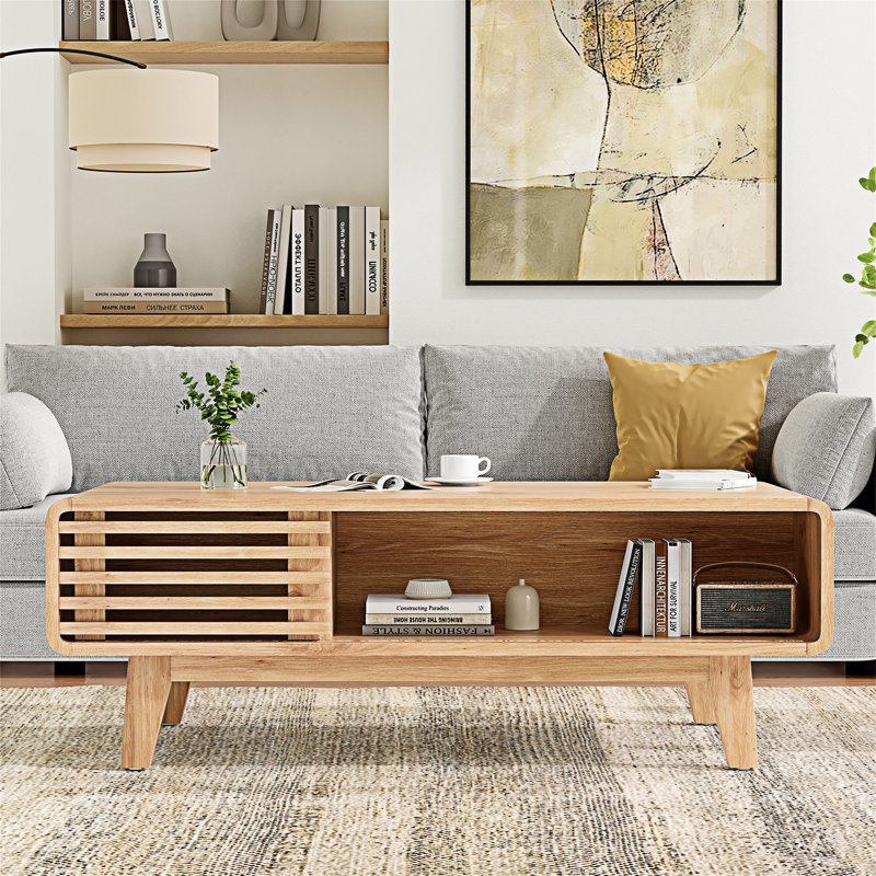 Table basse avec rangement, Naturel