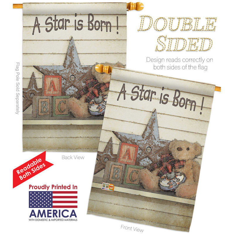 Double Sided 40'' H x 28'' W Polyester New Baby House Flag