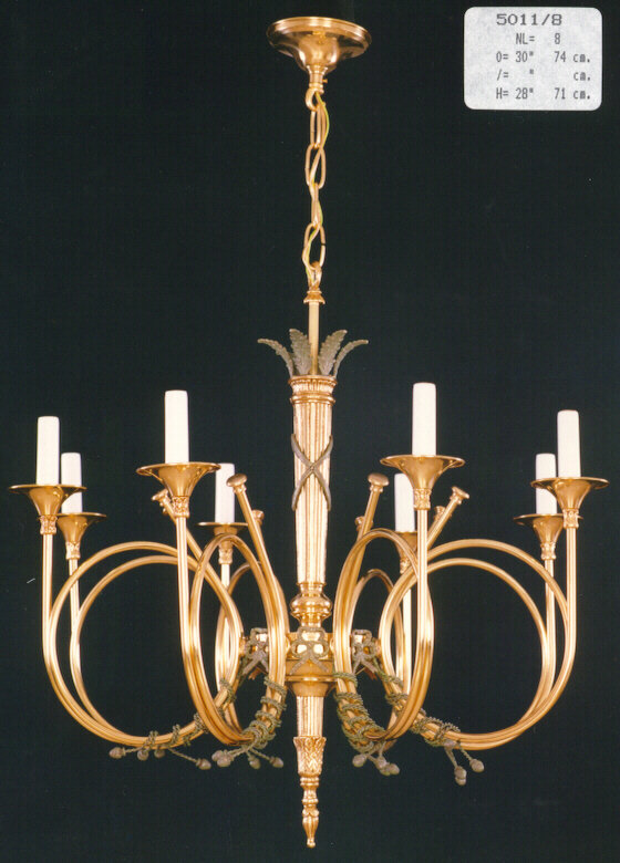 Dahlstrom 8 - Light Candle Style Chandelier, French Gold