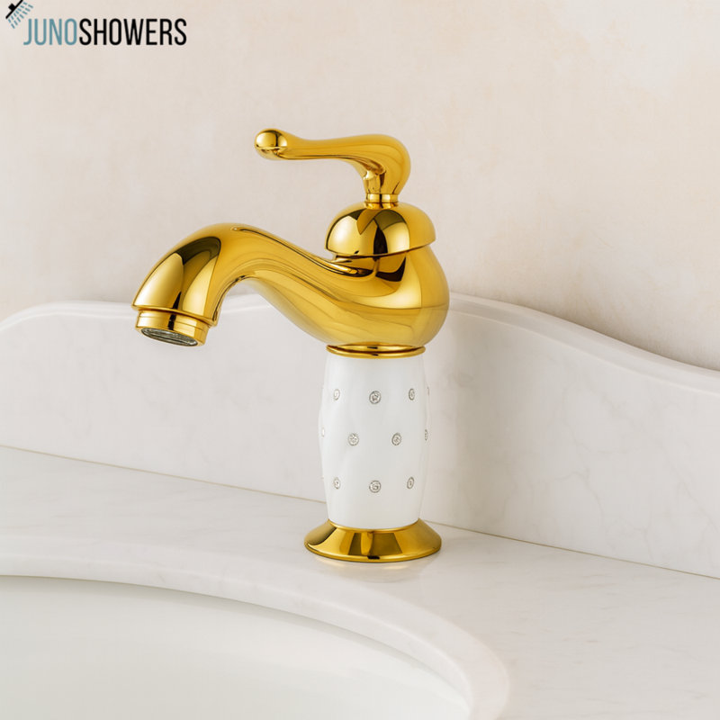 Robinet pour salle de bain à poignée simple en bronze huilé avec détails classiques