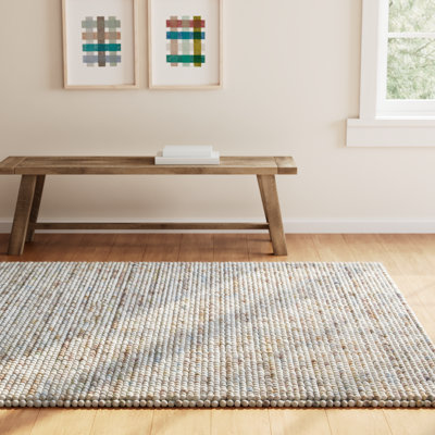 Tapis tissé à plat à la main Elle en ivoire / multicolore