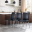 Ensemble de 4 chaises d'appoint modernes en similicuir noir mat avec dossier incurvé, pieds en métal pour la salle à manger
