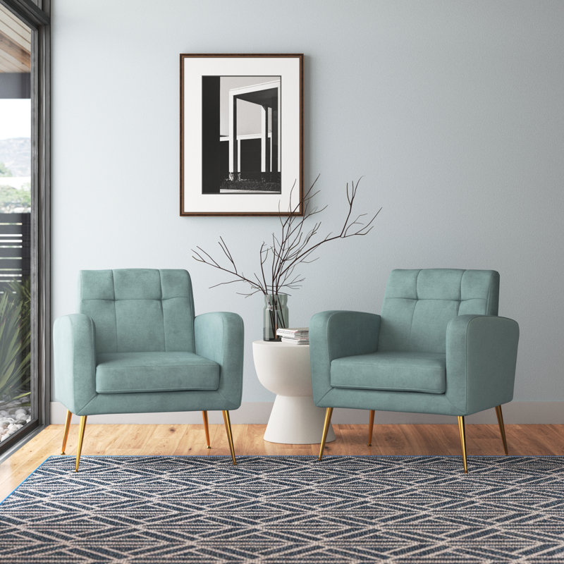 Alixon 29'' Wide Tufted Armchair, Teal Polyester