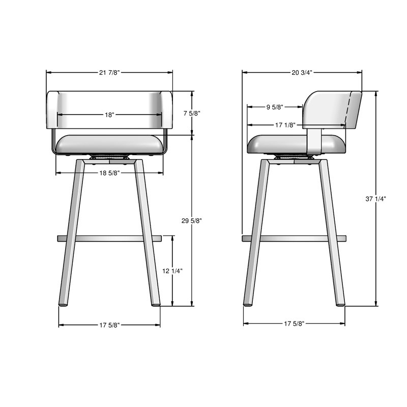 Hillingdon Swivel Counter &  Bar Stool, Glossy Gray, Light Cold Gray 100% Polyester, Bar Stool (30" Seat Height)