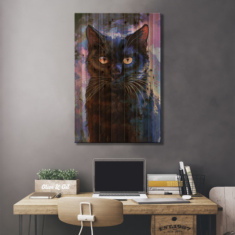 " Black Cat " by Louise Goalby, 26" H x 18" W x 1.5" D