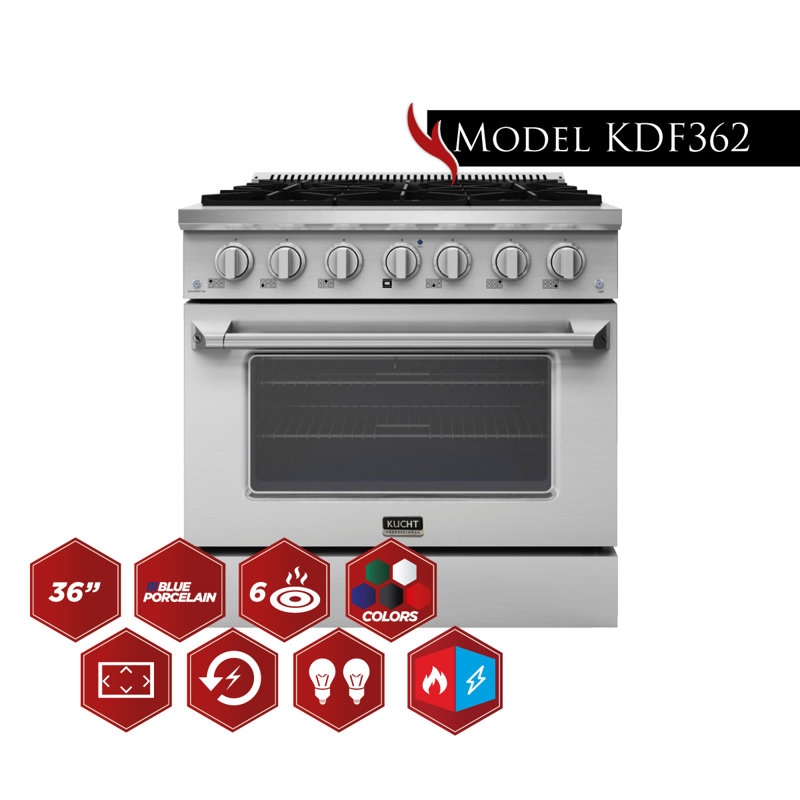 Kucht 36'' W Dual Fuel Free Standing Range, Green, Liquid Propane