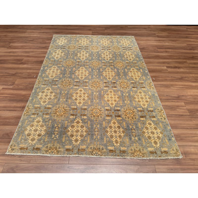 Tapis en laine et coton gris noué à la main Original Original