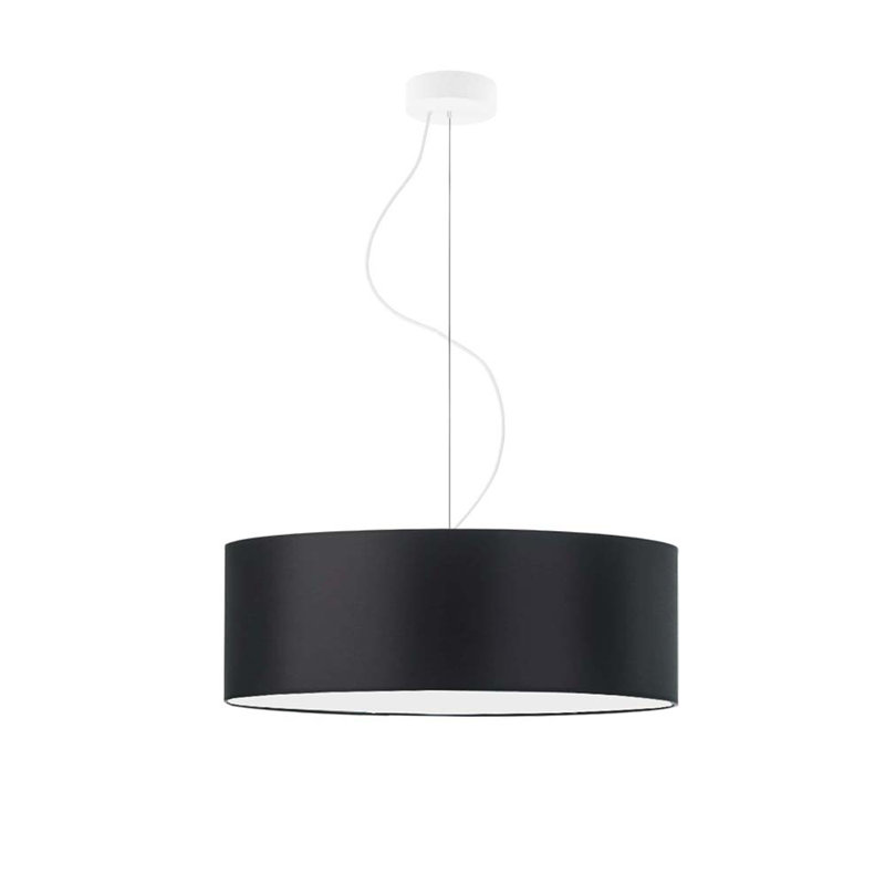 Aubryelle 3 - Light Drum Pendant, White, Black, 120cm H x 50cm W x 50cm D