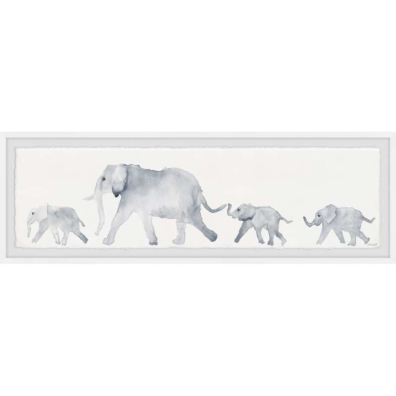 « éléphants » par marmont hill-cadre photo imprimé avec bordure deckled, H 10 po x l 30 po x P 1,5 po
