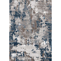 Art&Tuft Blue Anti-Slip Backing Abstract Washable Area Rug Size 5'x7