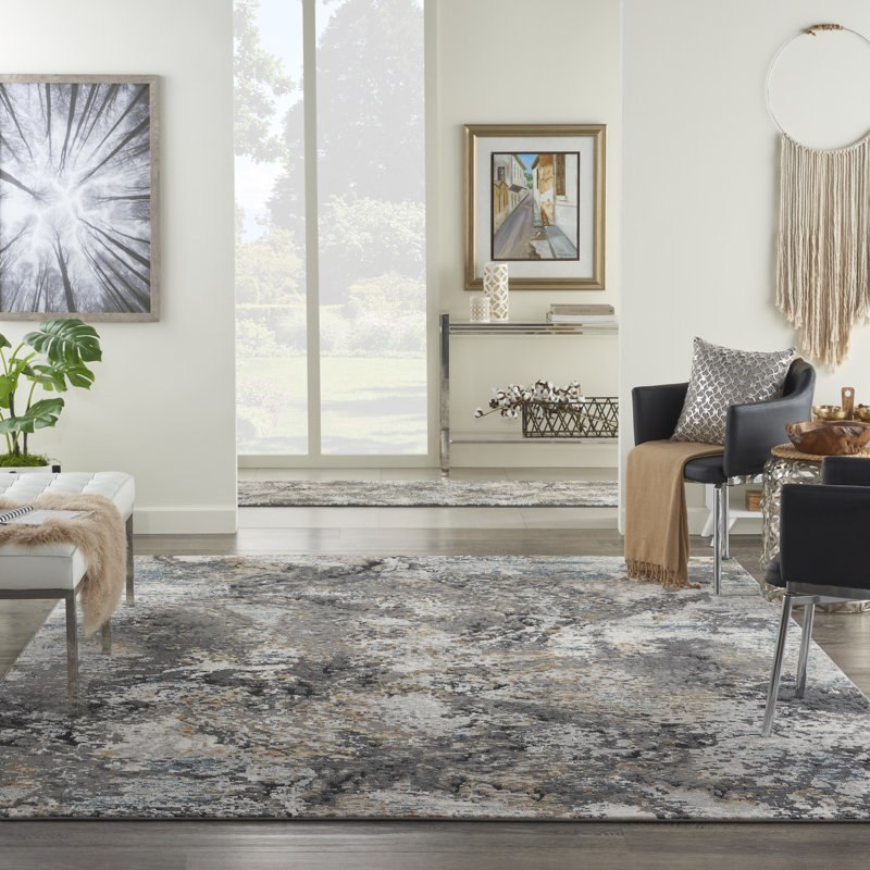 Tapis contemporain gris contemporain, Rectangle 9 pi x 12 pi
