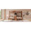Lit superposé simple au-dessus de simple et simple avec bureau intégré et tablettes de rangement, lampe de lecture, 3 lits en 1, naturel-130145092