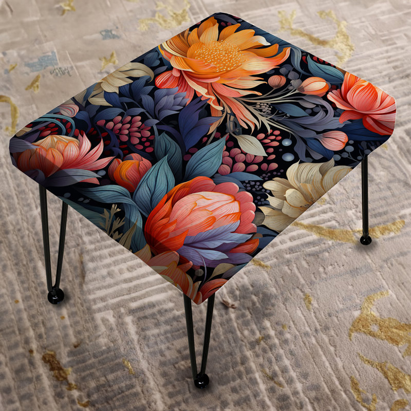Orange Natures Floral Garden Oasis - Floral Rectangle Ottoman