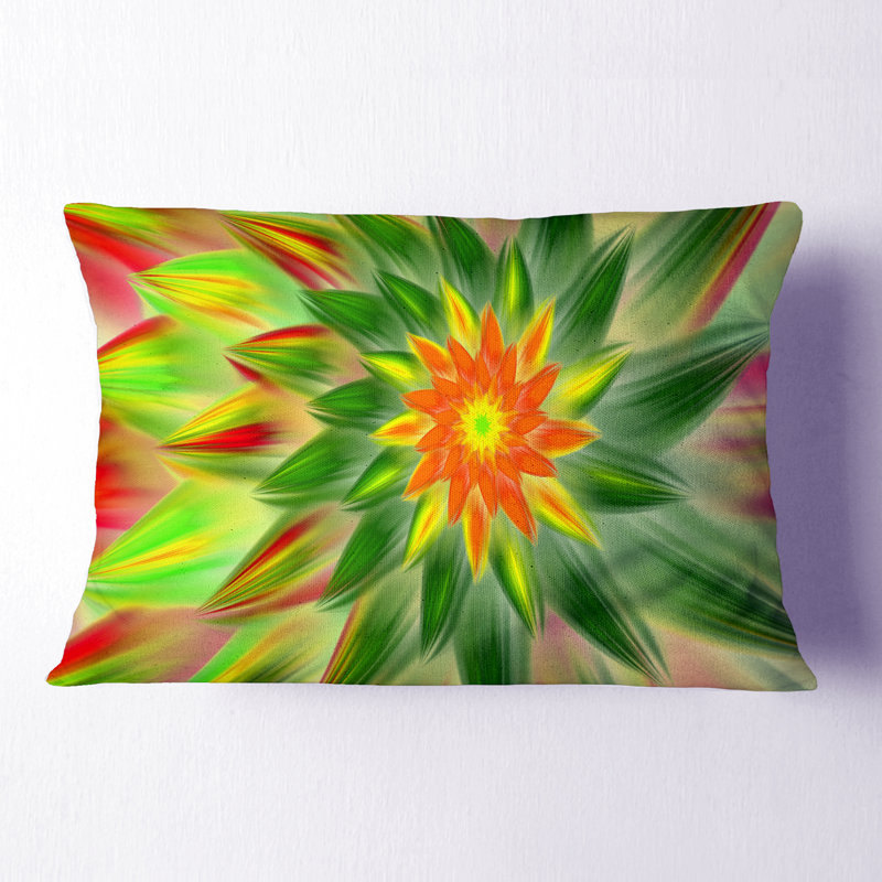 Coussin décoratif imprimé floral Dancing Green Fractal