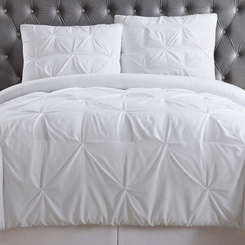 Solid Modern & Contemporary Comforter Set, Full/Queen Comforter + 2 Standard Shams, White