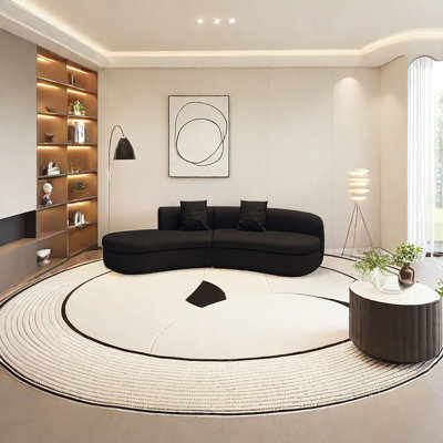 Semi-circular curved corner black sofa
