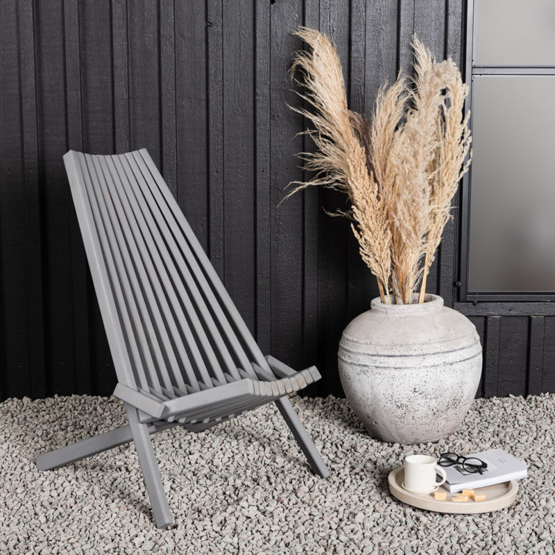 Chaise d'extérieur pliante Lashawn, Blanc, Non
