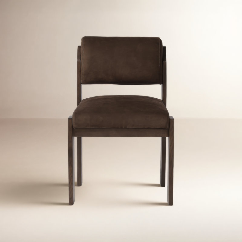 HAMLET Upholstered Dining Chair, Black Genuine Leather
