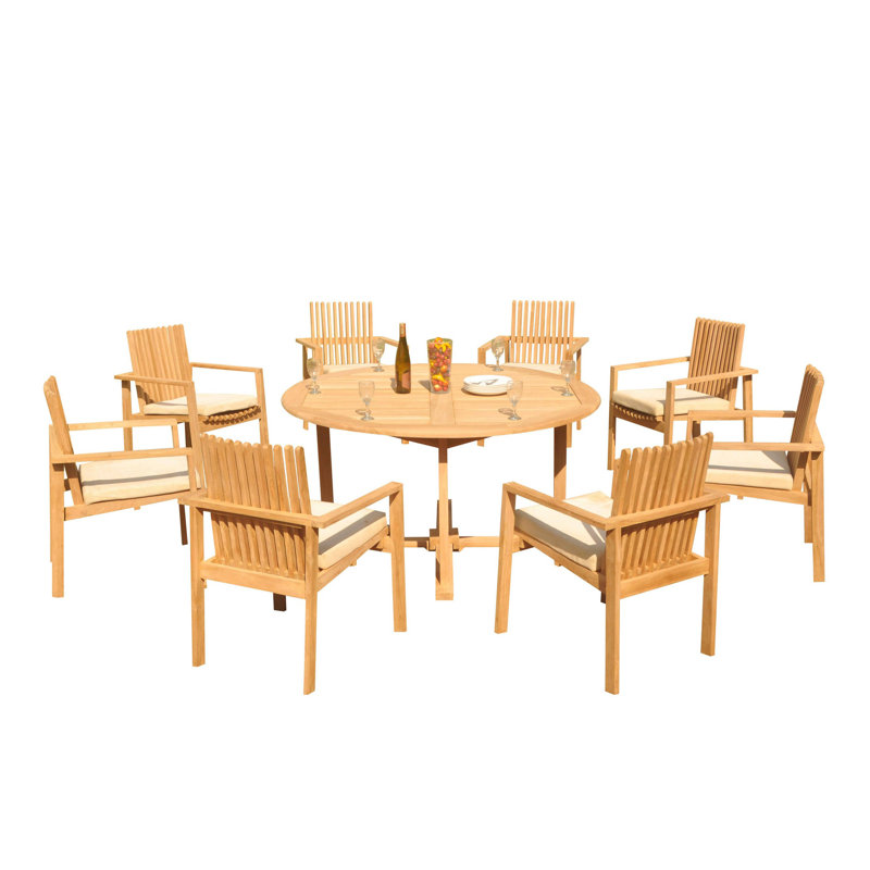 8 - Person Teak Wood Patio Dining Set with