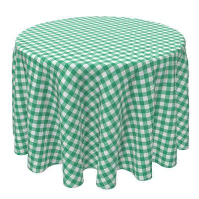 Round Gingham Cotton Twill Tablecloth