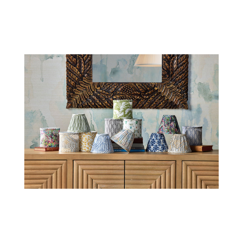 Wildflower - Drum Chandelier Shade - Magenta, Green, Blue, Pastel Blue, Pastel Pink, Ivory