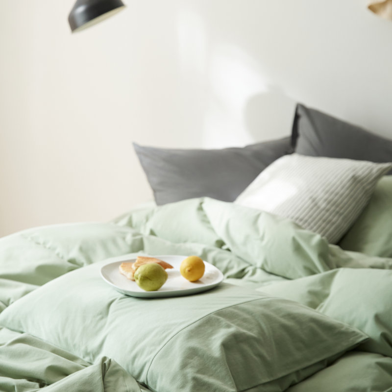 VCLIFE Luxury Soft 100% Cotton Duvet Cover Set, Queen Duvet Cover + 2 Standard Pillowcases, Mint Green