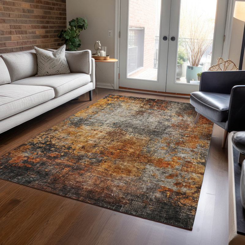 Tapis paprika intérieur / extérieur lavable à la machine Cicel ACN1210, Rectangle 8 pi x 10 pi