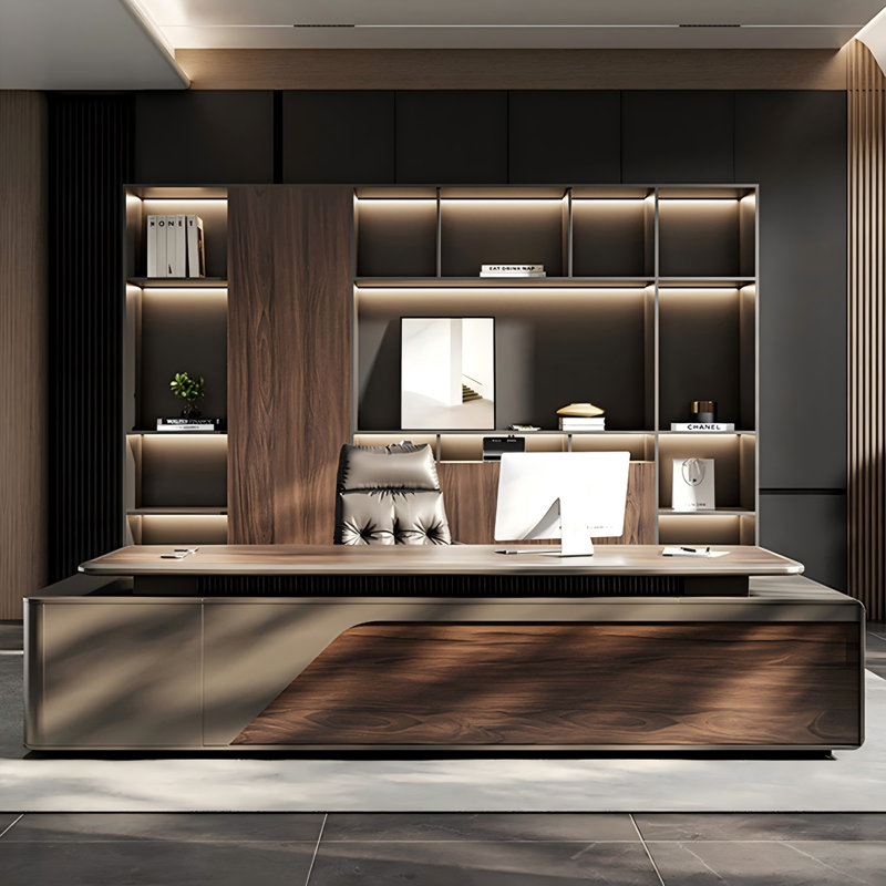 Bureau de direction 86,61 "avec cabinet latéral minimaliste moderne, H 29,53 po x l 86,61 po x P 31,5 po