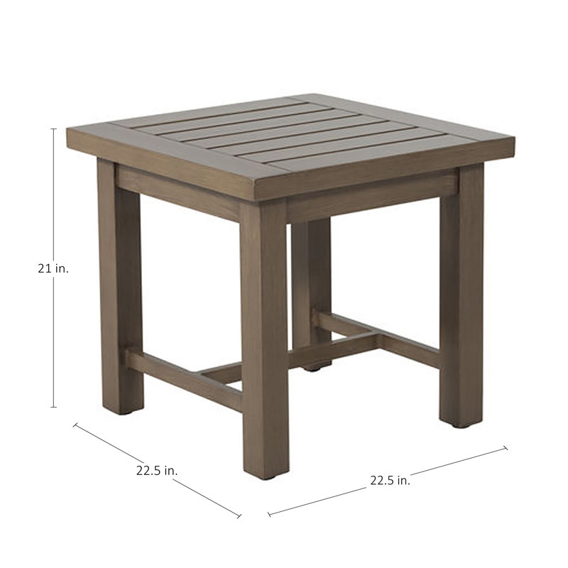 Club Aluminum Outdoor Side Table, Oak
