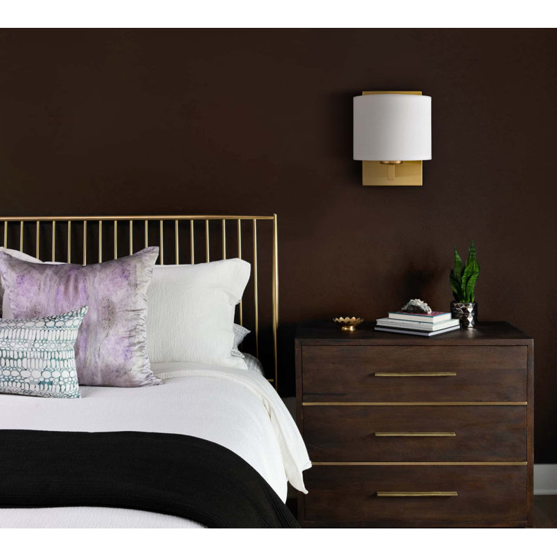 Wall Sconces Set Of Two Fabric Shade Wall Lamps, Gold