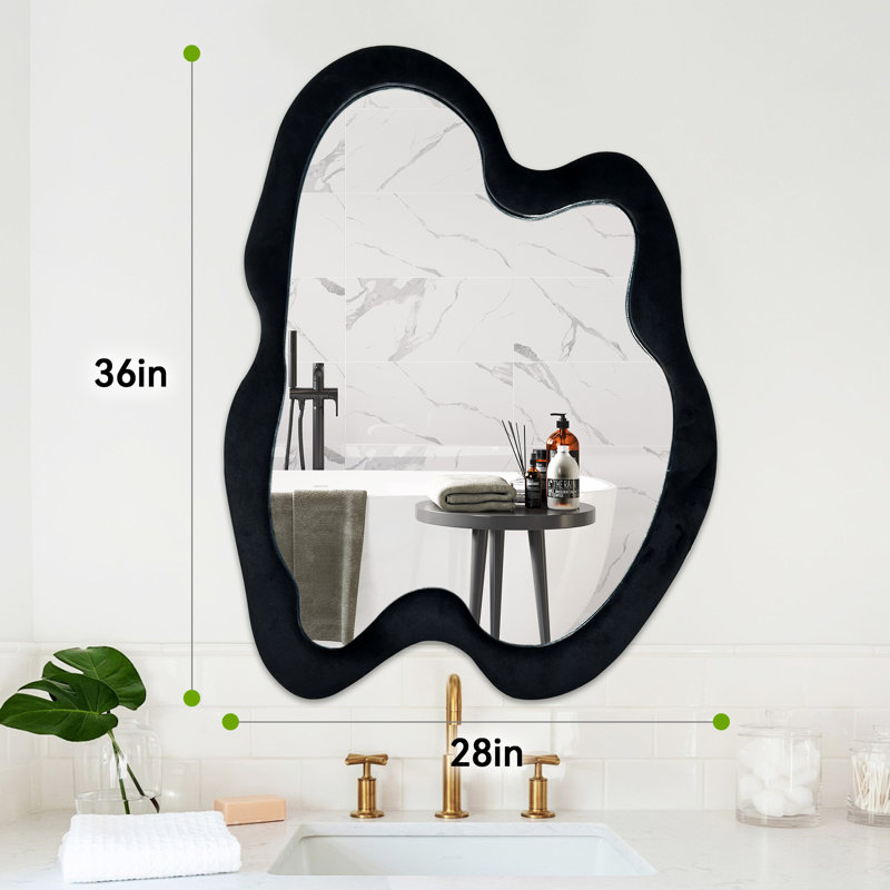 Miroir asymétrique en bois manufacturé Debanhy, 36 po x 28 po, Noir
