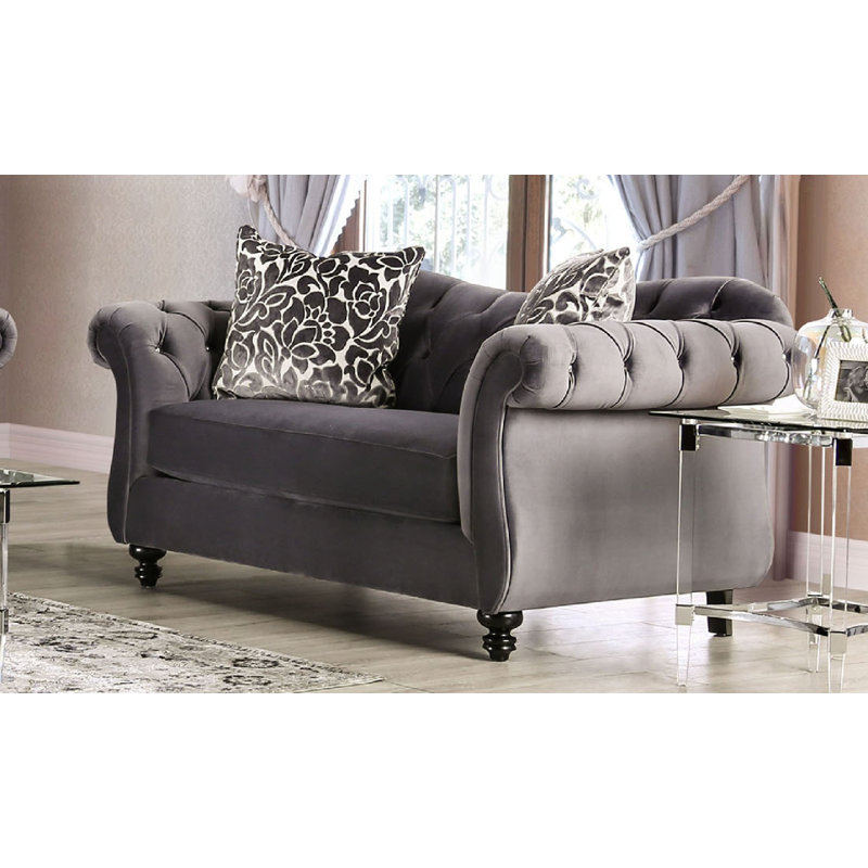 Beiler Upholstered 68'' Loveseat, Gray 100% Polyester